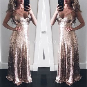 Emprada rose gold sequin gown